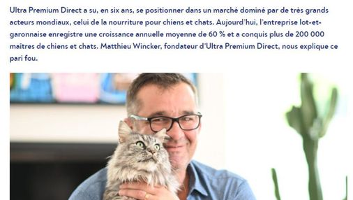 Article de La Vie Économique intitulé : "Ultra Premium Direct : Le "boom" des croquettes"