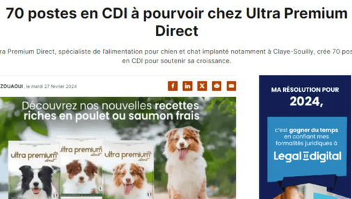 article 70 postes à pourvoir chez UPD