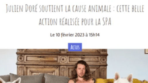 Article de Fourchette et Bikini : "Julien Doré soutient la cause animale : cette belle action réalisée pour la SPA"