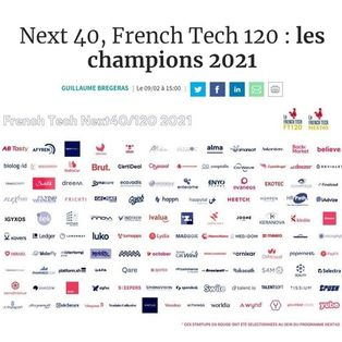 Article Les Echos Entrepreneurs intitulé : "Next 40, French Tech 120 ; les champions 2021"