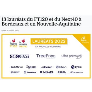Article de French Tech Bordeaux intitulé : "13 lauréats du FT120 et du Next40 à Bordeaux et en Nouvelle-Aquitaine"