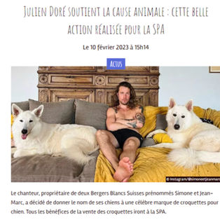 Article de Fourchette et Bikini : "Julien Doré soutient la cause animale : cette belle action réalisée pour la SPA"