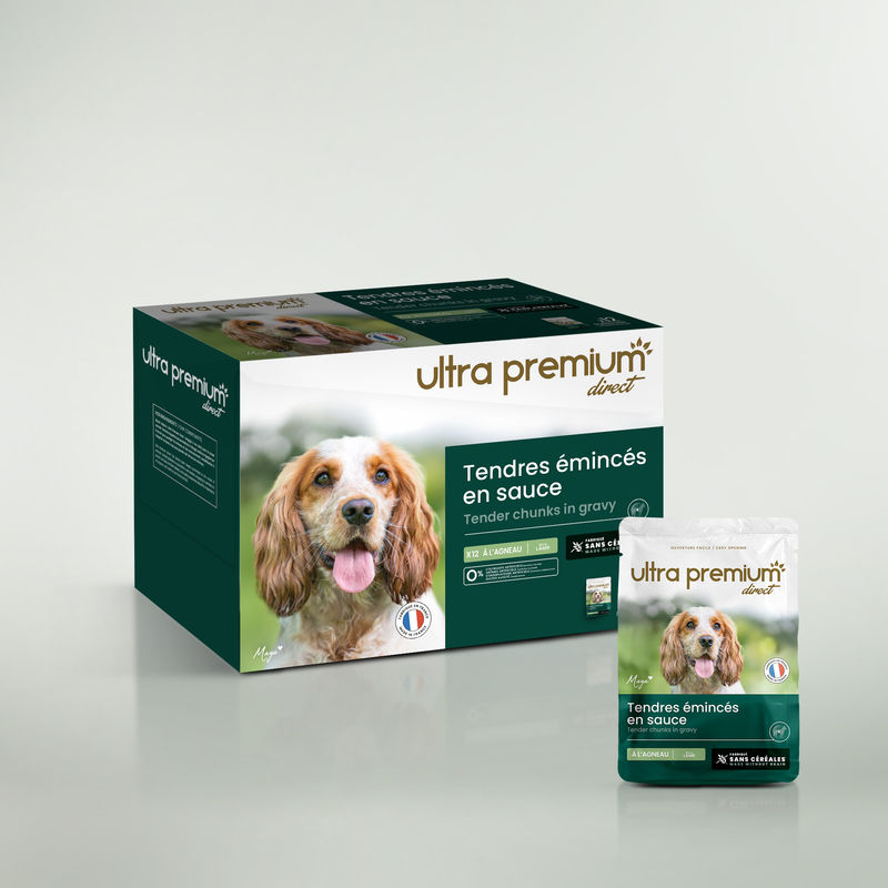 Sachet de tendres émincés en sauce pour chien - Agneau & haricots verts