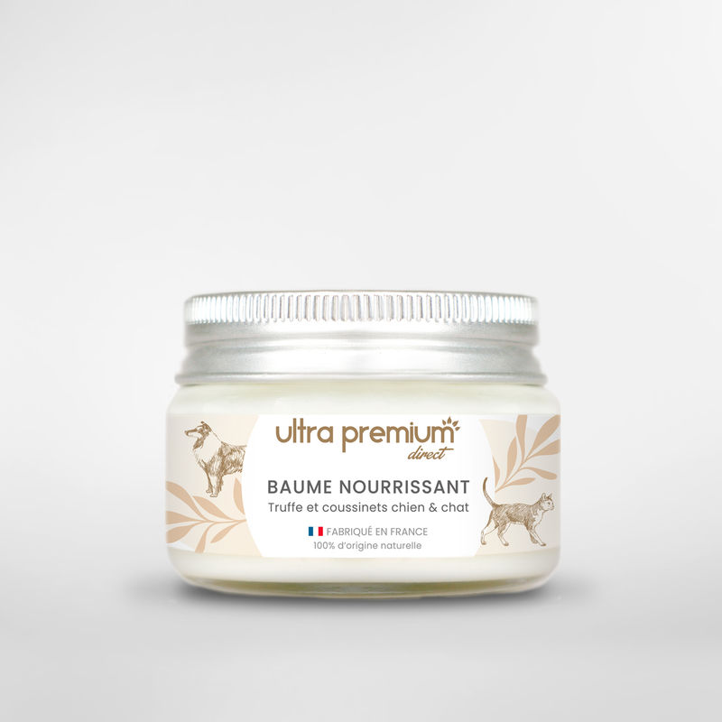 Pot de 50ml de Baume nourrissant pour truffe et coussinets sur fond blanc