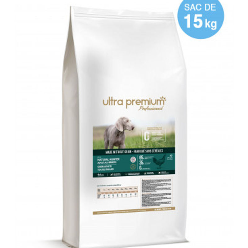 Croquettes sans céréales - Natural Hunter pour chien adulte de taille moyenne - 15 kg