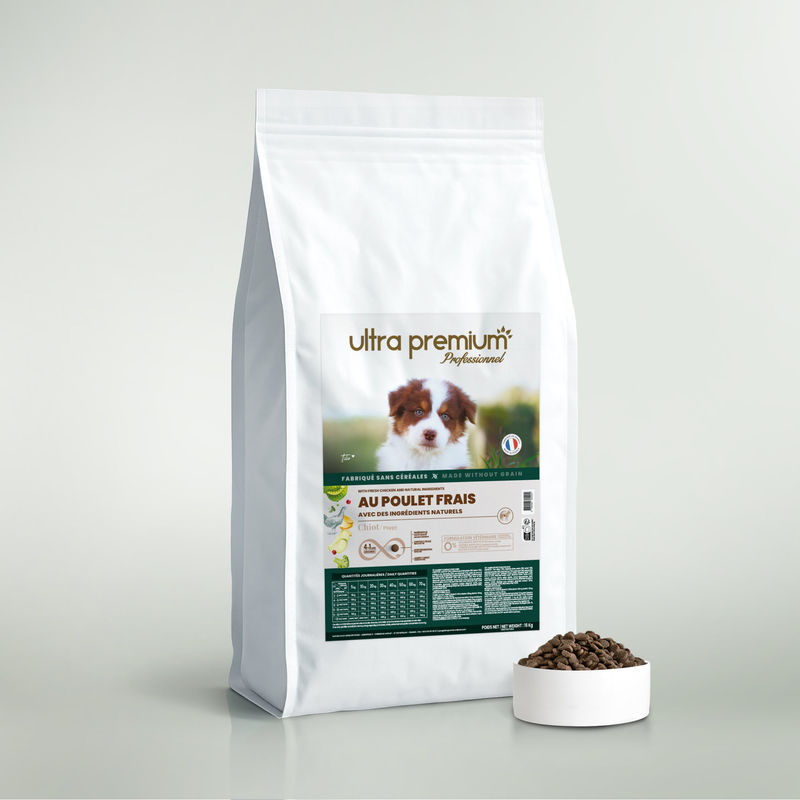 Croquettes Sans Céréales au Poulet frais pour Chiot toutes tailles - 15 kg