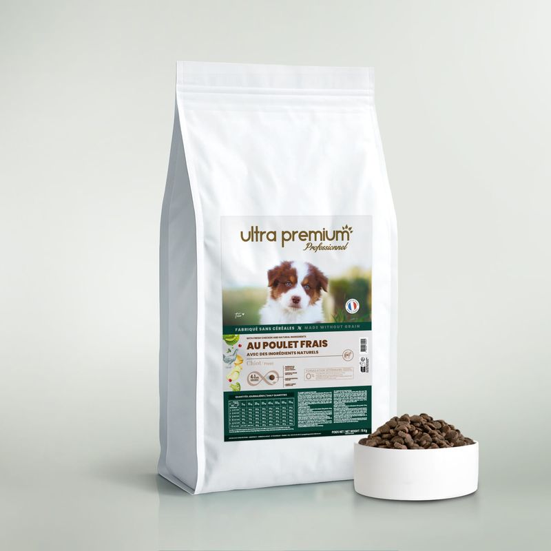 Croquettes Sans Céréales au Poulet frais pour Chiot toutes tailles - 15 kg