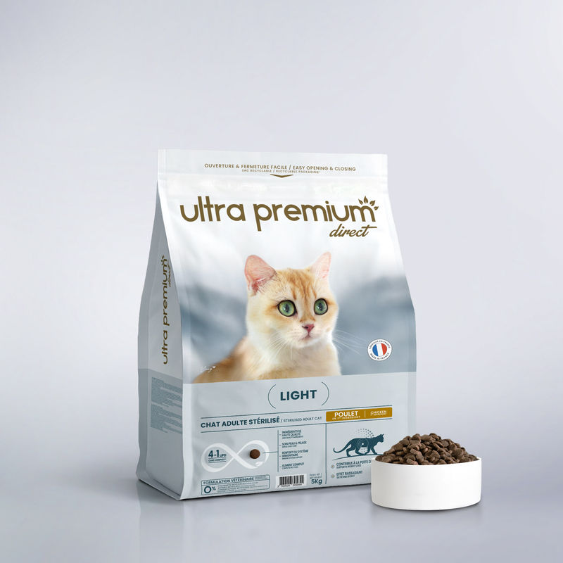 Sac de croquettes light au poulet pour chat stérilisé