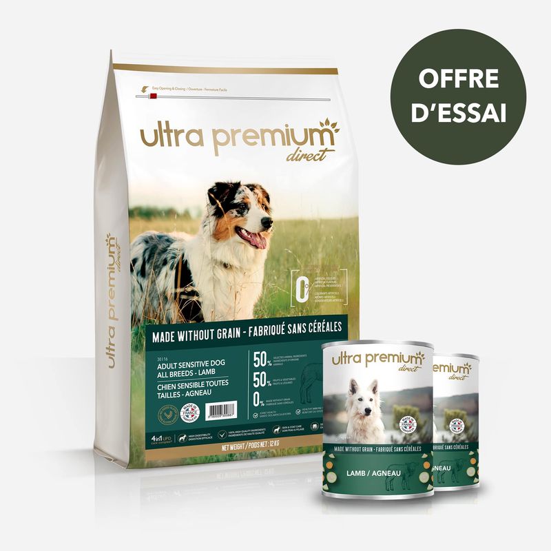 Pack bi-nutrition fabriquée sans céréales pour chien - Ultra Premium Direct