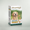 Boite de 400g de biscuits pour chien de 4cm en forme d'os sur fond vert